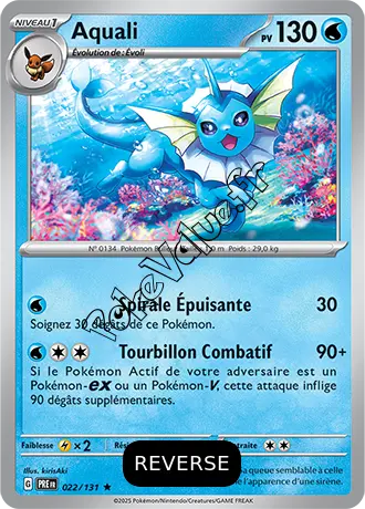 Carte Pokémon Aquali  Reverse n°022 de la série Évolutions Prismatiques
