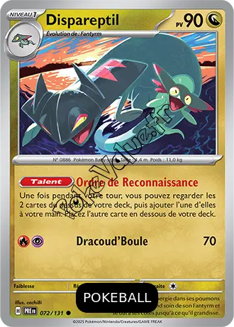 Carte Pokémon Dispareptil  Pokeball n°072 de la série Évolutions Prismatiques