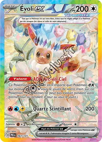 Carte Pokémon Évoli ex n°167 de la série Évolutions Prismatiques