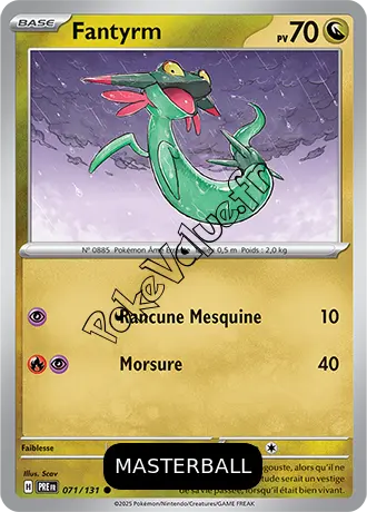 Carte Pokémon Fantyrm  Masterball n°071 de la série Évolutions Prismatiques
