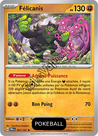 Carte Pokémon Félicanis Pokeball n°057 de la série Évolutions Prismatiques