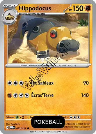 Carte Pokémon Hippodocus  Pokeball n°053 de la série Évolutions Prismatiques