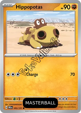 Carte Pokémon Hippopotas  Masterball n°052 de la série Évolutions Prismatiques