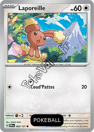 Carte Pokémon Laporeille  Pokeball n°083 de la série Évolutions Prismatiques