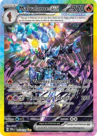 Carte Pokémon Malvalame ex  n°147 de la série Évolutions Prismatiques