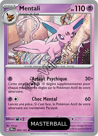 Carte Pokémon Mentali  Masterball n°033 de la série Évolutions Prismatiques