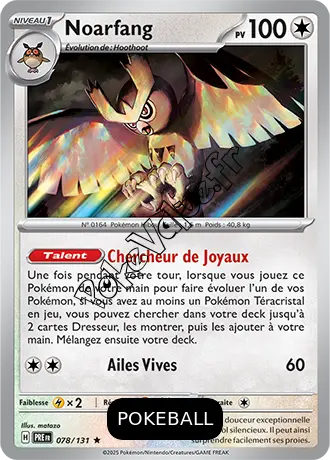 Carte Pokémon Noarfang  Pokeball n°078 de la série Évolutions Prismatiques