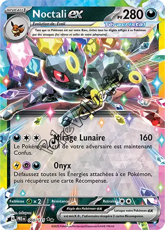 Carte Pokémon Noctali ex  n°060 de la série Évolutions Prismatiques