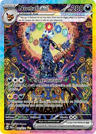 Carte Pokémon Noctali ex  n°161 de la série Évolutions Prismatiques
