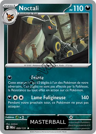 Carte Pokémon Noctali  Masterball n°059 de la série Évolutions Prismatiques