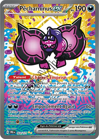 Carte Pokémon Pêchaminus ex n°163 de la série Évolutions Prismatiques