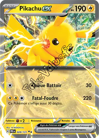 Carte Pokémon Pikachu ex  n°028 de la série Évolutions Prismatiques
