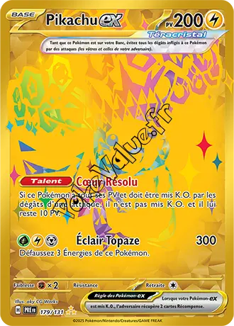 Carte Pokémon Pikachu ex  n°179 de la série Évolutions Prismatiques