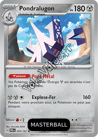 Carte Pokémon Pondralugon  Masterball n°070 de la série Évolutions Prismatiques