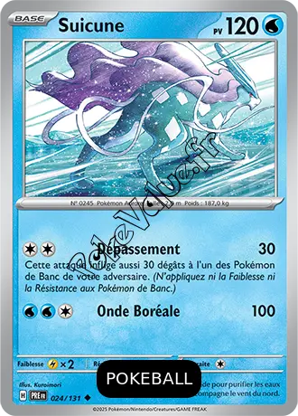 Carte Pokémon Suicune  Pokeball n°024 de la série Évolutions Prismatiques