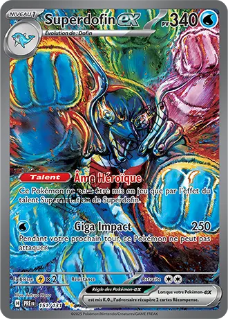 Carte Pokémon Superdofin ex  n°151 de la série Évolutions Prismatiques