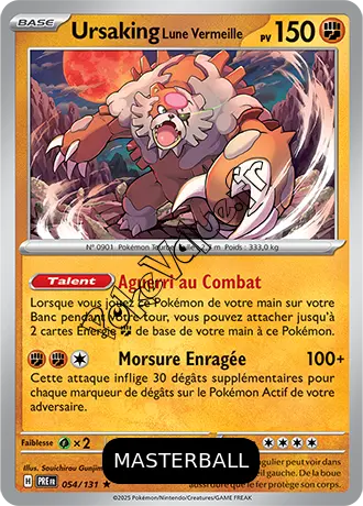Carte Pokémon Ursaking Lune Vermeille  Masterball n°054 de la série Évolutions Prismatiques