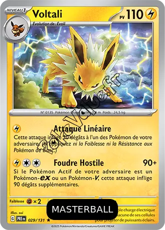 Carte Pokémon Voltali  Masterball n°029 de la série Évolutions Prismatiques