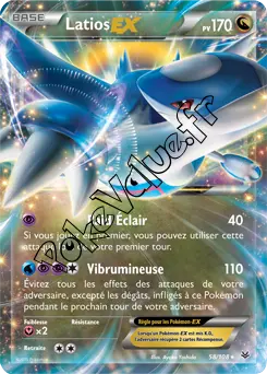 Carte Pokémon Latios EX  n°58 de la série Ciel rugissant