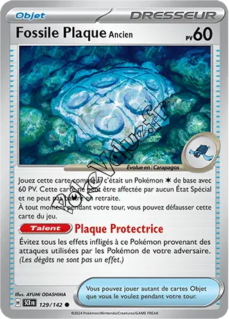 Carte Pokémon Fossile Plaque Ancien n°129 de la série Couronne Stellaire