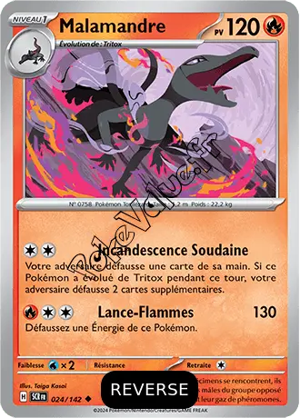 Carte Pokémon Malamandre  Reverse n°024 de la série Couronne Stellaire