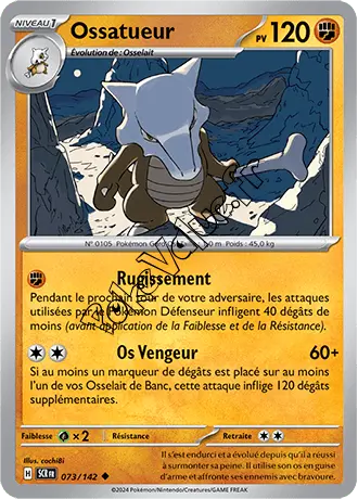 Carte Pokémon Ossatueur  n°073 de la série Couronne Stellaire