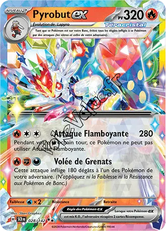 Carte Pokémon Pyrobut ex  n°028 de la série Couronne Stellaire