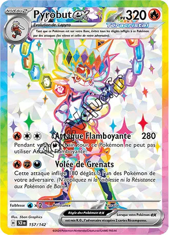Carte Pokémon Pyrobut ex  n°157 de la série Couronne Stellaire