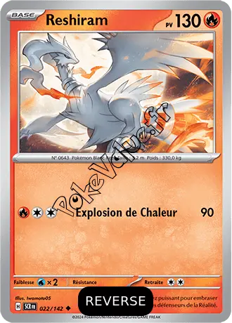 Carte Pokémon Reshiram  Reverse n°022 de la série Couronne Stellaire