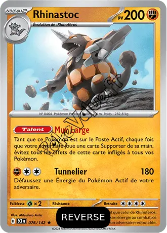 Carte Pokémon Rhinastoc  Reverse n°076 de la série Couronne Stellaire