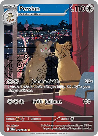 Carte Pokémon Persian  n°078 de la série Fable Nébuleuse