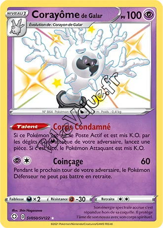 Carte Pokémon Corayôme de Galar n°SV50 de la série Déstinées Radieuses