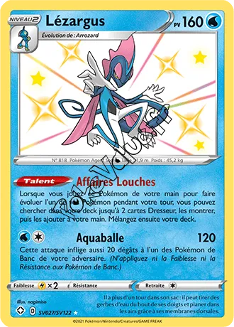 Carte Pokémon Lézargus n°SV27 de la série Déstinées Radieuses