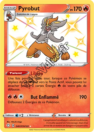 Carte Pokémon Pyrobut n°SV17 de la série Déstinées Radieuses