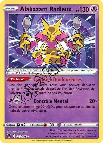 Carte Pokémon Alakazam Radieux  n°059 de la série Tempête Argentée