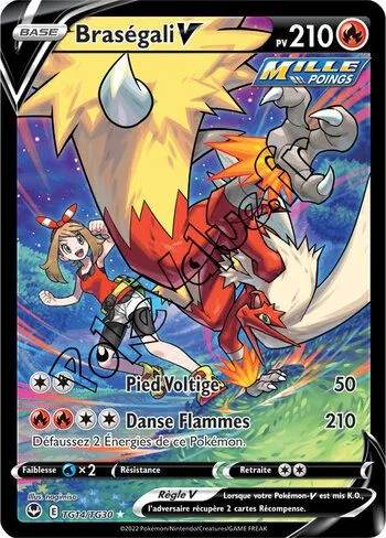 Carte Pokémon Braségali V  n°TG14 de la série Tempête Argentée