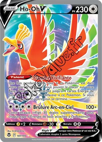 Carte Pokémon Ho-Oh V  n°187 de la série Tempête Argentée