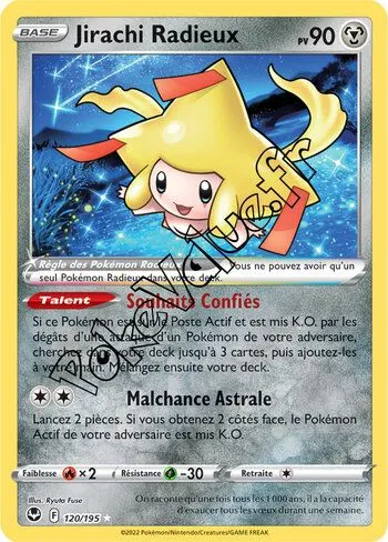 Carte Pokémon Jirachi Radieux  n°120 de la série Tempête Argentée
