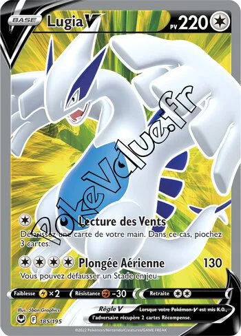 Carte Pokémon Lugia V n°185 de la série Tempête Argentée