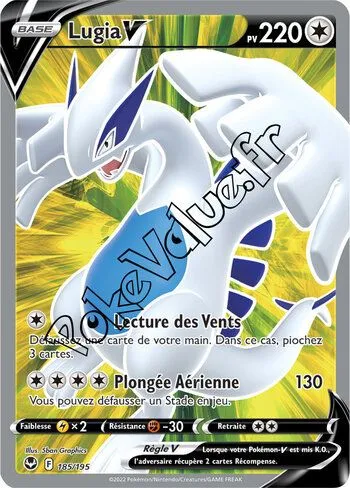 Carte Pokémon Lugia V  n°185 de la série Tempête Argentée