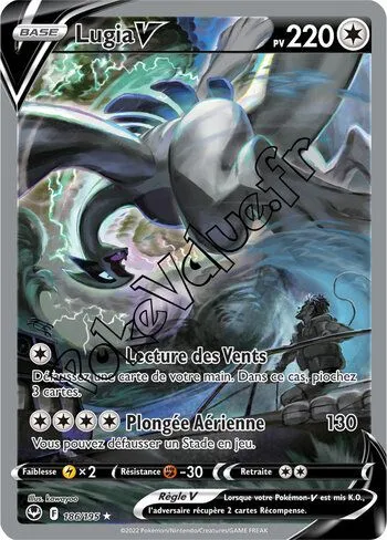 Carte Pokémon Lugia V n°186 de la série Tempête Argentée