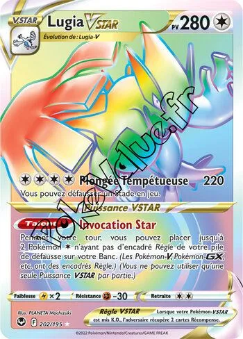 Carte Pokémon Lugia VSTAR n°202 de la série Tempête Argentée