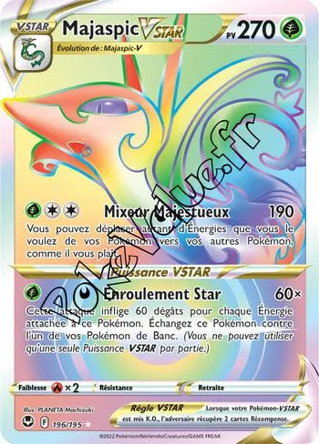 Carte Pokémon Majaspic VSTAR  n°196 de la série Tempête Argentée