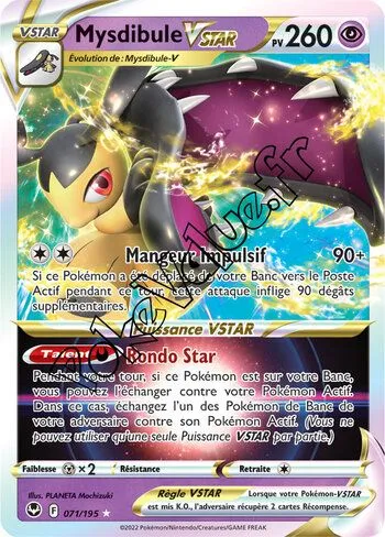 Carte Pokémon Mysdibule VSTAR  n°071 de la série Tempête Argentée