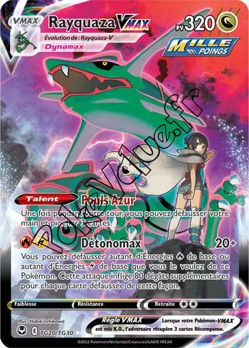 Carte Pokémon Rayquaza VMAX n°TG20 de la série Tempête Argentée