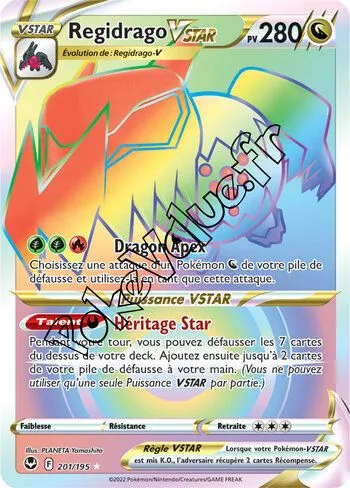 Carte Pokémon Regidrago VSTAR  n°201 de la série Tempête Argentée