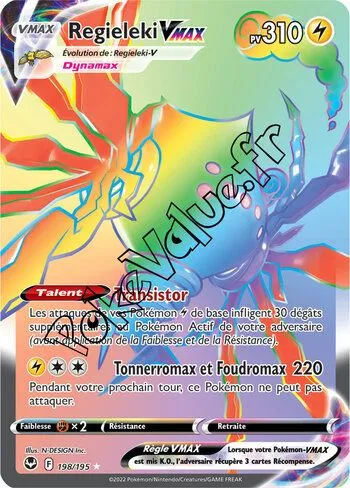 Carte Pokémon Regieleki VMAX  n°198 de la série Tempête Argentée