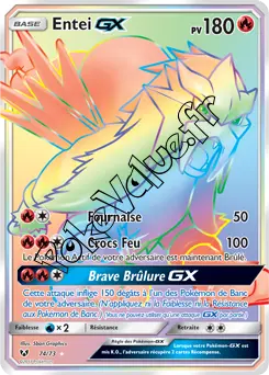 Carte Pokémon Entei GX  n°74 de la série Légendes Brillantes