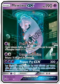 Carte Pokémon Mewtwo GX  n°78 de la série Légendes Brillantes