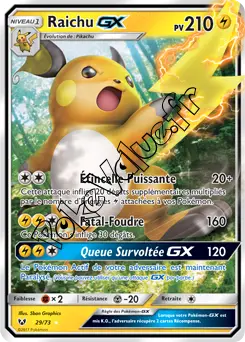 Carte Pokémon Raichu GX  n°29 de la série Légendes Brillantes